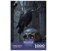 Rompecabezas De 1000 Piezas para Adultos Gothic Skull and Raven Rompecabezas para Adultos Juego De Ingenio Pero Divertido Y Humorístico 38x26cm/1000pcs