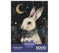 Rompecabezas De 1000 Piezas para Adultos Gothic White Rabbit with Black Rose Rompecabezas Juego Familiar para La Diversión Familiar Oferta como Regalo para Toda La Familia 52x38cm/1000pcs