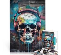 Rompecabezas de 1000 Piezas para Adultos Grafiti con surcos de Calavera Juguetes educativos Decoración artística del hogar 52x38cm