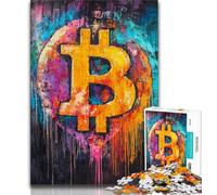 Rompecabezas de 1000 Piezas para Adultos, Grafiti de Bitcoin, un desafío difícil y antiestrés Cada Pieza es única Diversión Familiar desafiante (75x50cm)