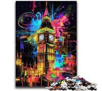 Rompecabezas de 1000 Piezas para Adultos, Grafiti del Big Ben, Juguetes educativos, decoración única para el hogar y Regalos para Mayores de 14 años, 26x38cm