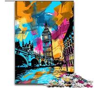 Rompecabezas de 1000 Piezas para Adultos, Grafiti del Big Ben, Rompecabezas de 1000 Piezas para Adultos, Actividad para conectar con la Familia, Fiestas y cumpleaños (tamaño 50x75cm)