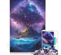 Rompecabezas de 1000 Piezas para Adultos: Gran árbol en la Isla, Juego de ingenio, Actividades Familiares, cumpleaños y Navidad 38x52cm