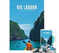 Rompecabezas de 1000 Piezas para Adultos Gran Laguna El Nido Palawan Juego práctico Juguete Juego Intelectual Obra de Arte Regalo de cumpleaños (tamaño 38x26cm)