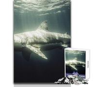 Rompecabezas de 1000 Piezas para Adultos: Gran tiburón Blanco bajo el Agua, Tranquilo y Divertido, Juguete de precisión Troquelado avanzado, tamaño 50x75cm