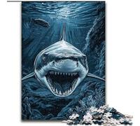 Rompecabezas de 1000 Piezas para Adultos: Gran tiburón Blanco Un desafío para la Mente, Actividad Familiar, decoración del hogar, Regalo navideño 50x75cm