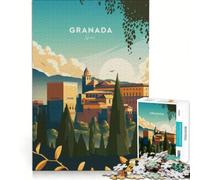 Rompecabezas de 1000 Piezas para Adultos, Granada, España, Juego de ingenio, entretenido para Reducir el estrés, Cada Pieza es única 38x26cm