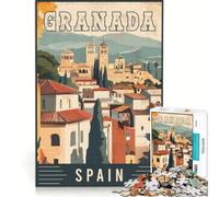 Rompecabezas de 1000 Piezas para Adultos: Granada, España Juego de ingenio Interesante Forma de Reducir el estrés Cada Pieza es única 50x75cm