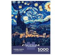 Rompecabezas De 1000 Piezas para Adultos Granada, Spain - Starry Night Style Rompecabezas para Adultos Juegos Relajantes Regalo De Cumpleaños Regalos Y Cumpleaños Únicos 52x38cm/1000pcs