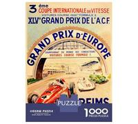 Rompecabezas De 1000 Piezas para Adultos Grand Prix D Europe Reims 5 Juillet 1959 Rompecabezas Juego De Ingenio Carrera De Velocidad De Manos Interacción Entre Padres E Hijos 38x26cm/1000pcs