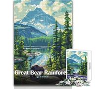 Rompecabezas de 1000 Piezas para Adultos, Great Bear Rainforest Canada, Juego de ingenio desafiante y desafiante, Apto para Mayores de 14 años (tamaño 38x26cm)