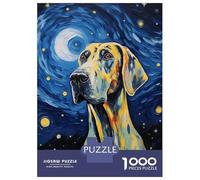 Rompecabezas De 1000 Piezas para Adultos Great Dane Dog Van Gogh Rompecabezas Juego De Ingenio Carrera De Velocidad De Manos Interacción Entre Padres E Hijos 70x50cm/1000pcs