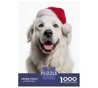 Rompecabezas De 1000 Piezas Para Adultos Great Pyrenees Dog with Santa Hat Portrait Rompecabezas Para Adultos Juegos Familiares Para La Diversión Familiar Regalo De Cumpleaños, Regalos, 70x50cm/1000pc