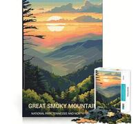Rompecabezas de 1000 Piezas para Adultos Great Smoky Mountains Fine Joint Fun Smart Challenge Fun Quiet Game Time Regalo de cumpleaños para Aficionados (50x75cm)