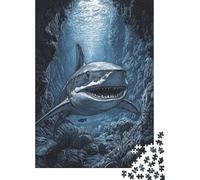Rompecabezas De 1000 Piezas para Adultos Great White Shark Art Print Rompecabezas Juego De Ingenio Ensamblaje De Patrones Regalos De Cumpleaños Y Únicos 70x50cm/1000pcs