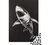 Rompecabezas De 1000 Piezas para Adultos Great White Shark Drawing Rompecabezas para Adultos Juegos Familiares Análisis Y Lógica Regalos Y Cumpleaños Únicos 52x38cm/1000pcs