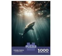 Rompecabezas De 1000 Piezas para Adultos Great White Shark in Sunlit Ocean Depths Rompecabezas para Adultos Juegos Divertidos Regalo De Cumpleaños Diversión En Casa Actividades, 38x26cm/1000pcs