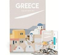 Rompecabezas de 1000 Piezas para Adultos,Grecia,Santorini,Arte de Borde Premium,Rompecabezas,Regalo,Juego Casual,Actividad de cumpleaños (38x52cm)