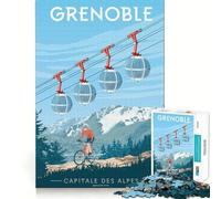 Rompecabezas de 1000 Piezas para Adultos Grenoble,Capital de los Alpes Rompecabezas de lógica Divertido y fácil de armar Juego Casual Escena navideña Arte (38x52cm)