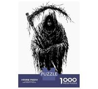 Rompecabezas De 1000 Piezas para Adultos Grim Reaper Black and White Illustration Rompecabezas para Adolescentes Juego Práctico Desafío Difícil Regalo De Cumpleaños, Regalos, 70x50cm/1000pcs