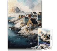 Rompecabezas de 1000 Piezas para Adultos, Groenlandia, Acuarela, Rompecabezas, Juegos Familiares, antiestrés, Regalo para cumpleaños, tamaño 50x75cm