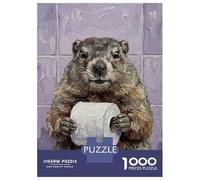 Rompecabezas De 1000 Piezas para Adultos Groundhog Holding Toilet Paper Roll Painting Rompecabezas para Adultos Juego Familiar Análisis Y Lógica Cumpleaños Y Navidad 70x50cm/1000pc