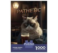 Rompecabezas De 1000 Piezas para Adultos Grumpy Judgmental Beer Cat Rompecabezas Juego De Ingenio Carrera De Velocidad De Manos Interacción Entre Padres E Hijos 70x50cm/1000pcs