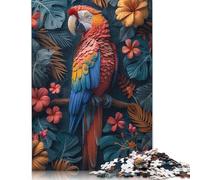 Rompecabezas de 1000 Piezas para Adultos: Guacamayo en el paraíso Tropical. Rompecabezas de 1000 Piezas. Juegos educativos. 1000 Piezas (75x50cm).