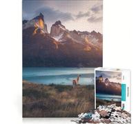 Rompecabezas de 1000 Piezas para Adultos Guanaco en la montaña de Chile, Juguetes para armar, para divertirse en Familia, para Fortalecer el Amor Entre Parejas 38x26cm