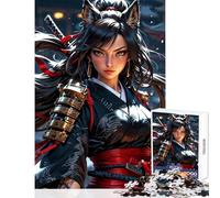 Rompecabezas de 1000 Piezas para Adultos Guardian of The Blade︰ Fierce Samurai Fox Toy Decoración de Pared Gran Regalo para Juegos Juego práctico Lista de Deseos con Papá Noel Tamaño 50x75cm