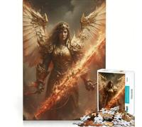 Rompecabezas de 1000 Piezas para Adultos: Guerrero Ángel de Fuego, Juego Imposible, Interacción Entre Padres e Hijos, Lista de Deseos con Papá Noel 38x52cm