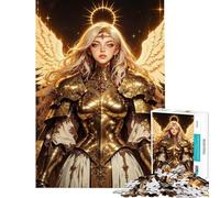 Rompecabezas de 1000 Piezas para Adultos Guerrero Ángel Dorado con Halo Rompecabezas para Adultos Juegos Divertidos de análisis y lógica Difícil y desafiante (Tamaño 50x75cm)