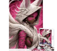 Rompecabezas de 1000 Piezas para Adultos: Guerrero angelical con Tatuaje Rosa Chica Anime Juguete antiestrés Regalo de cumpleaños Juegos relajantes desafiantes (tamaño 38x26cm)