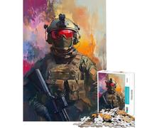 Rompecabezas de 1000 Piezas para Adultos Guerrero con Mirada roja Juego Imposible Juguetes adictivos para Cultivar la Paciencia Regalos para Mujeres y Hombres Patrón de Montaje (tamaño 38x26cm)