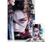 Rompecabezas de 1000 Piezas para Adultos Guerrero de Anime con Espada para divertirse en Familia Regalos de cumpleaños, Regalos, Arte Mural 52x38cm