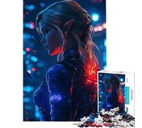 Rompecabezas de 1000 Piezas para Adultos Guerrero Elfo Cyberpunk Ayuda a ejercitar el Cerebro y Alivia el estrés Juego Educativo para Mayores de 14 años Juego de Rompecabezas Disponible (50x75cm)