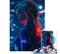 Rompecabezas de 1000 Piezas para Adultos Guerrero Elfo Cyberpunk Ayuda a ejercitar el Cerebro y Alivia el estrés Juego Educativo para Mayores de 14 años Juego de Rompecabezas Incluido (38x52cm)