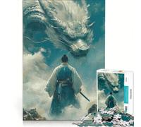 Rompecabezas de 1000 Piezas para Adultos Guerrero enfrentándose a un dragón en el Cielo Juego Imposible Desafío difícil Fortalece el Amor Entre Parejas 38x26cm