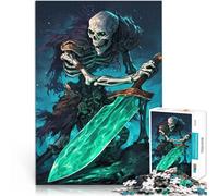 Rompecabezas de 1000 Piezas para Adultos Guerrero Esqueleto con Espada Juegos Divertidos Cada Pieza es única: un desafiante y Divertido Juego Familiar 52x38cm