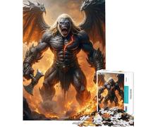 Rompecabezas de 1000 Piezas para Adultos Guerrero Gorila Alado en un Paisaje ardiente Desafío Educativo Juego de ingenio para niños de 14 años en adelante (50x75cm)