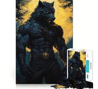 Rompecabezas de 1000 Piezas para Adultos Guerrero Hombre Lobo Negro,Juego de Bordes limpios,Juego de lógica,Juego de Entretenimiento,decoración navideña 38x26cm