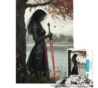 Rompecabezas de 1000 Piezas para Adultos Guerrero Junto al Lago Rompecabezas de 1000 Piezas para decoración del hogar Regalos para Mujeres Amigos y Familiares (38x52cm)
