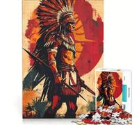 Rompecabezas de 1000 Piezas para Adultos Guerrero Nativo Americano Juegos educativos análisis y lógica Regalos para Mujeres 38x52cm