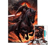 Rompecabezas de 1000 Piezas para Adultos Guerrero Oscuro de Caballería Un Reto para completar Actividades Familiares Juego Familiar Apto para Mayores de 14 años (38x52cm)