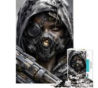 Rompecabezas de 1000 Piezas para Adultos Guerrero postapocalíptico con máscara y Pistola Rompecabezas para Adolescentes Juego de ingenio Una Obra de Arte Juego desafiante Regalos (Tamaño 38x26cm)