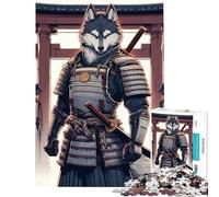 Rompecabezas de 1000 Piezas para Adultos Guerrero samurái Lobo Actividades Divertidas japonesas para Hacer en casa Un Juego de ingenio artístico para Mayores de 14 años 38x52cm
