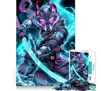 Rompecabezas de 1000 Piezas para Adultos Guerrero Samurai Lobo Diversión Garantizada Corte láser Tiempo de relajación y Ejercicio Mental en casa (38x52cm)