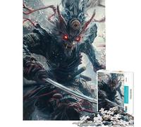 Rompecabezas de 1000 Piezas para Adultos Guerrero Samurai Lobo Juguete Intelectual Juego Familiar Ideal para Parejas Un Gran Regalo para los Amantes de los Juegos (Tamaño 50x75cm)