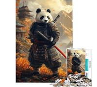 Rompecabezas de 1000 Piezas para Adultos Guerrero Samurai Panda Un desafío Educativo Una Obra de Arte Juguetes antiestrés para Mayores de 14 años (50x75cm)
