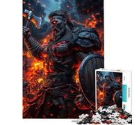 Rompecabezas de 1000 Piezas para Adultos Guerrero Vikingo en Batalla Ideal para cumpleaños Navidad decoración de Pared y Juegos Familiares Apto para Mayores de 14 años (38x52cm)